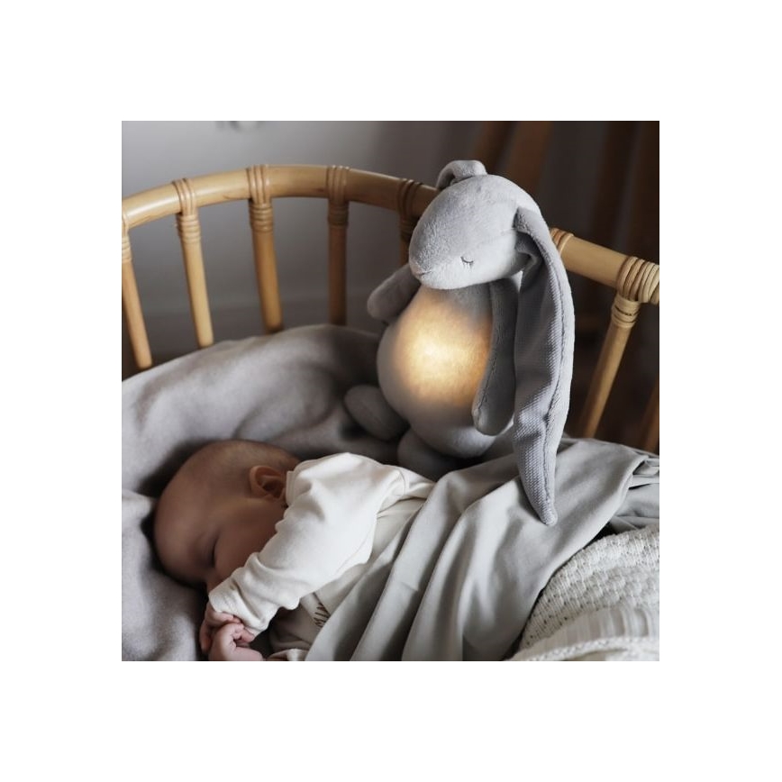 Moonie - Amico di coccole con una melodia e luce coniglietto argento