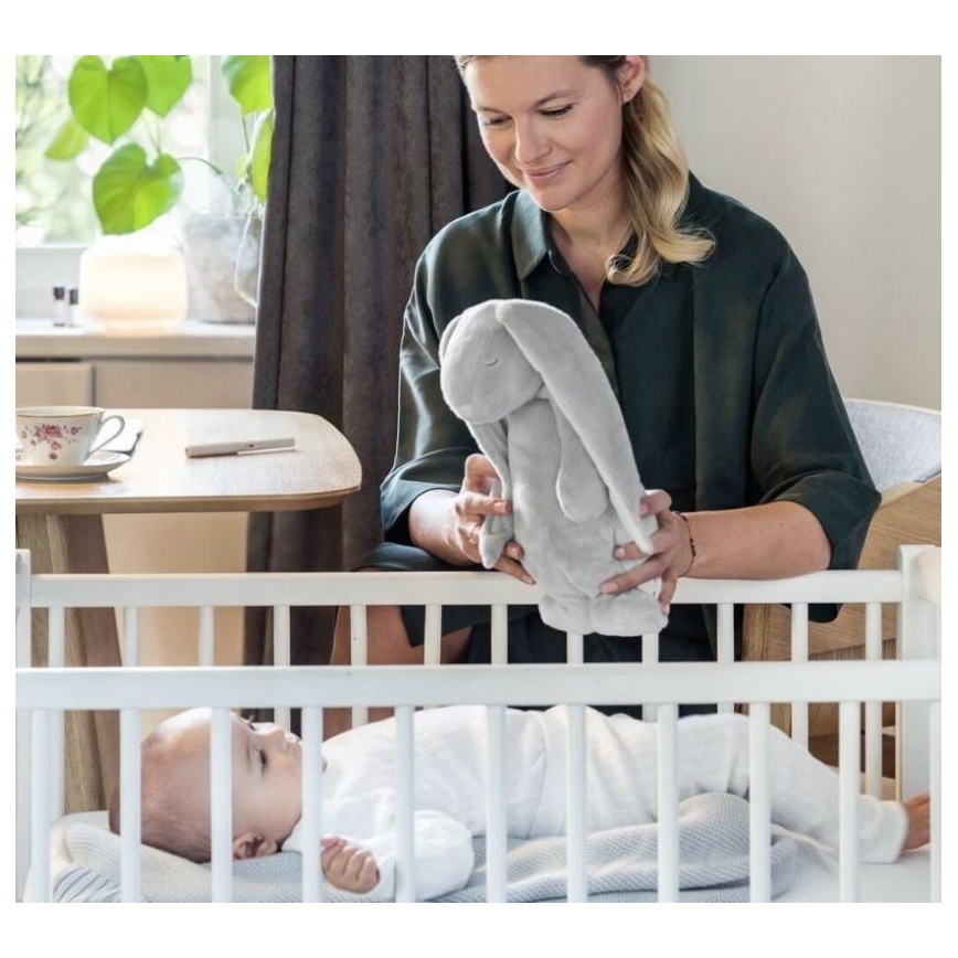 Moonie - Amico di coccole con una melodia e luce coniglietto argento