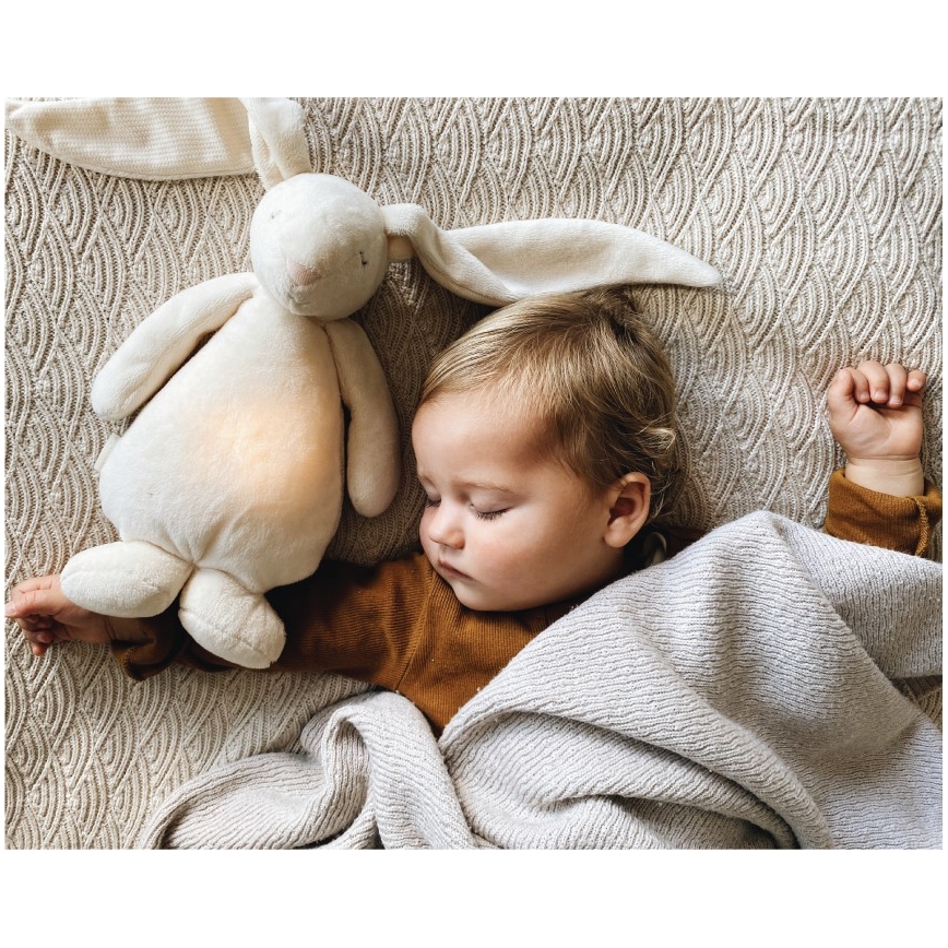 Moonie - Compagno di coccole con melodia e luce coniglietto 2.0 organic cappuccino