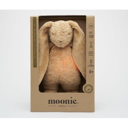 Moonie - Compagno di coccole con melodia e luce coniglietto 2.0 organic cappuccino