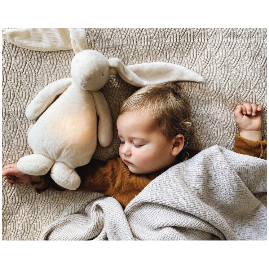 Moonie - Compagno di coccole con melodia e luce coniglietto 2.0 organic sabbia