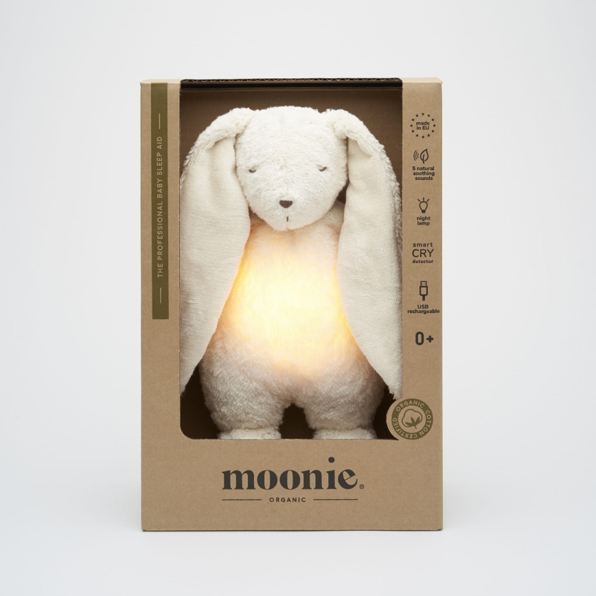 Moonie - Compagno di coccole con melodia e luce coniglietto organic polar natur