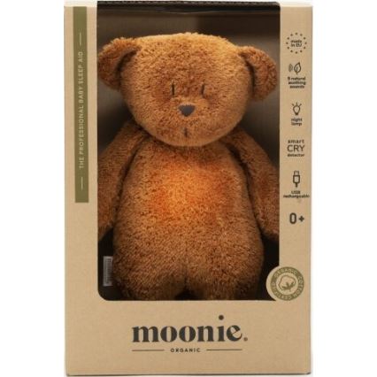 Moonie - Compagno di coccole con melodia e luce orsacchiotto 2.0 organic caramel