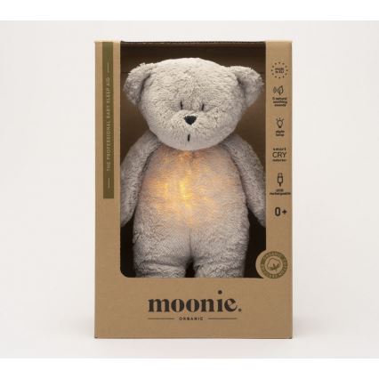Moonie - Compagno di coccole con melodia e luce orsacchiotto 2.0 organic grigio