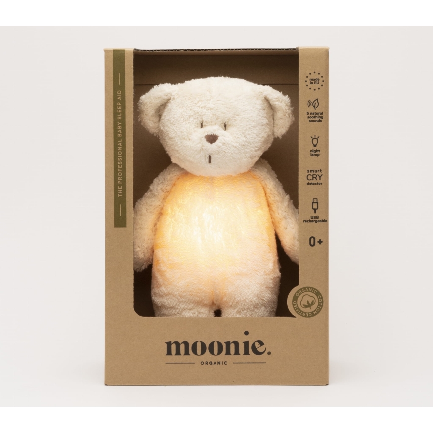 Moonie - Compagno di coccole con melodia e luce orsacchiotto 2.0 organic polar