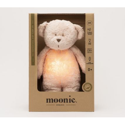 Moonie - Compagno di coccole con melodia e luce orsacchiotto 2.0 organic rosa