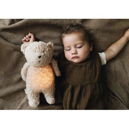 Moonie - Compagno di coccole con melodia e luce orsacchiotto 2.0 organic sabbia