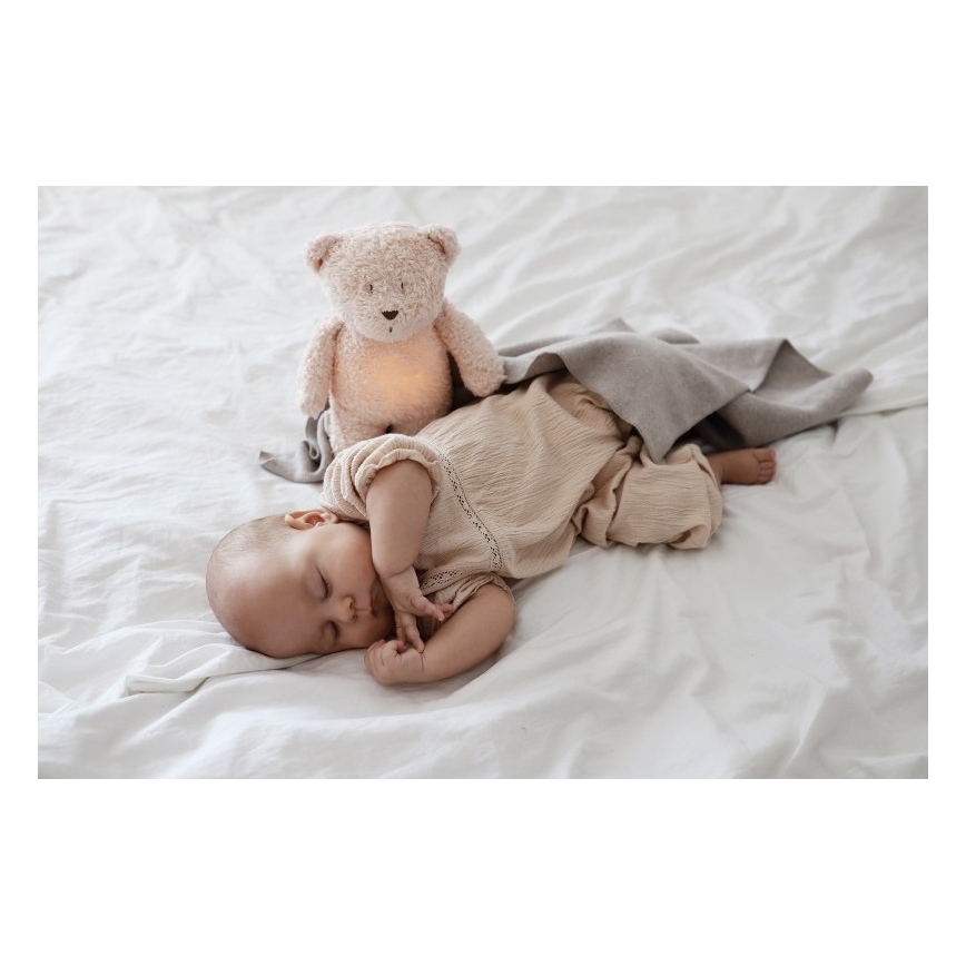 Moonie - Compagno di coccole con melodia e luce orsacchiotto organic rosa natur