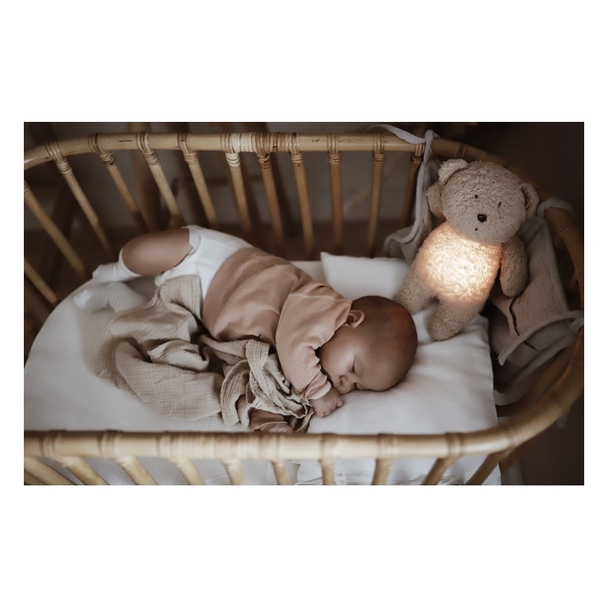 Moonie - Compagno di coccole con melodia e luce orsacchiotto organic rosa natur