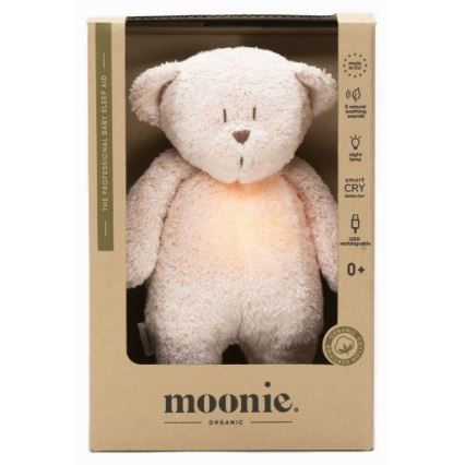 Moonie - Compagno di coccole con melodia e luce orsacchiotto organic rosa natur