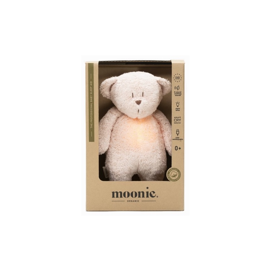 Moonie - Compagno di coccole con melodia e luce orsacchiotto organic rosa natur