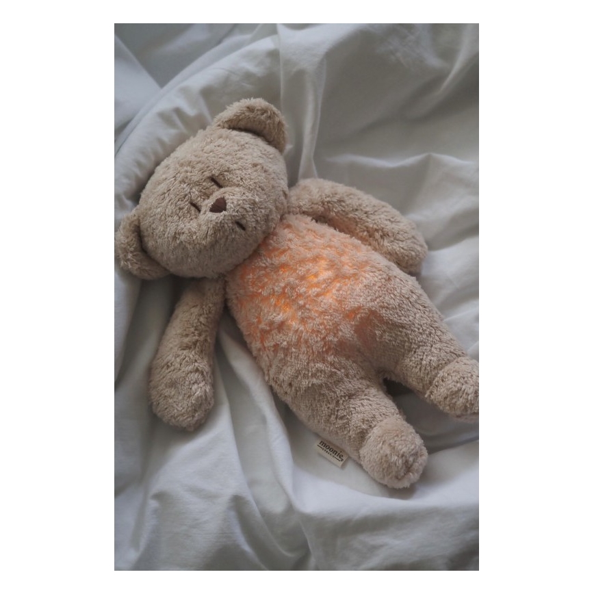 Moonie - Compagno di coccole con melodia e luce orsacchiotto organic sabbia natur