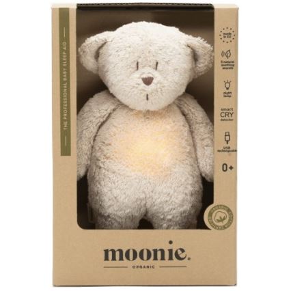 Moonie - Compagno di coccole con melodia e luce orsacchiotto organic sabbia natur