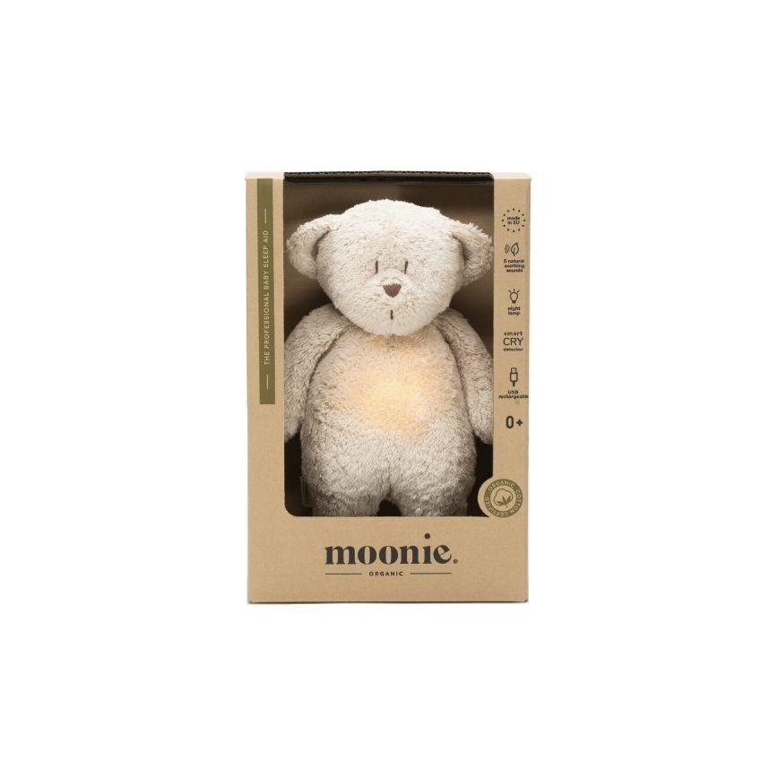 Moonie - Compagno di coccole con melodia e luce orsacchiotto organic sabbia natur