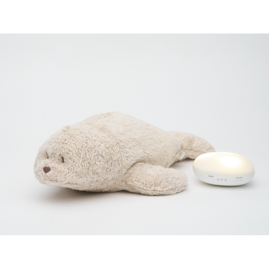 Moonie - Peluche per la nanna con melodia e luce, foca color sabbia organica