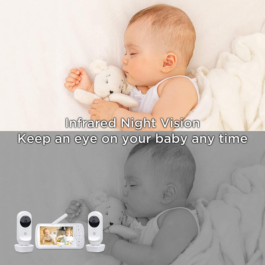 Motorola VM35-2 - Baby monitor ricaricabile con 2 telecamere e batteria da 2000 mAh