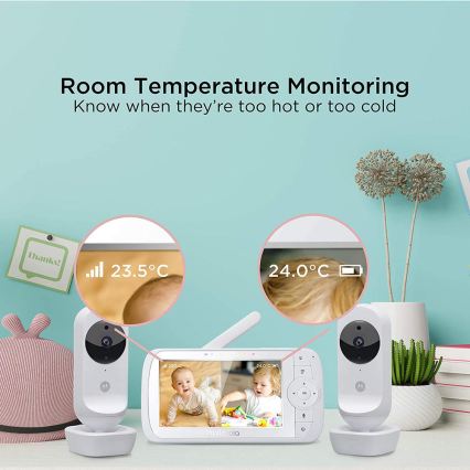 Motorola VM35-2 - Baby monitor ricaricabile con 2 telecamere e batteria da 2000 mAh