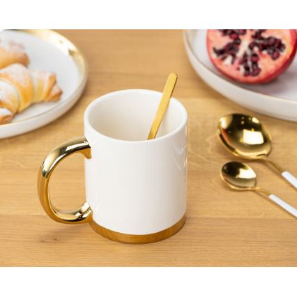 Mug con cucchiaio LANA cremoso/oro