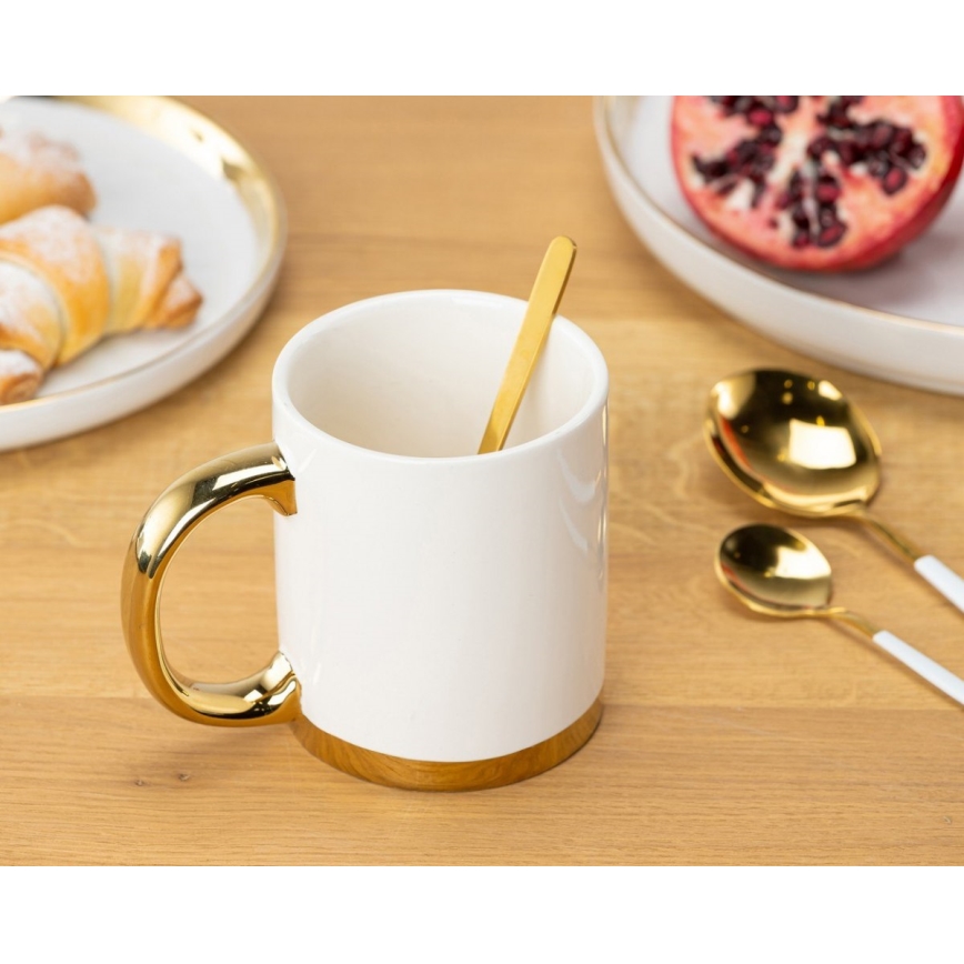 Mug con cucchiaio LANA cremoso/oro