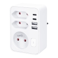 Multipresa 1x16 A + 2x 2,5 A con 2 porte USB (A e C) per la ricarica, bianca