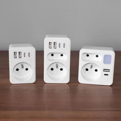 Multipresa 2 prese + USB-C + USB-A con illuminazione LED LED/0,5W/230V 3000K