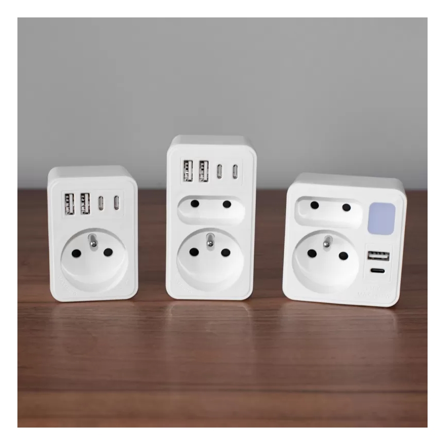 Multipresa 2 prese + USB-C + USB-A con illuminazione LED LED/0,5W/230V 3000K