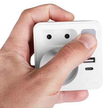 Multipresa 2 prese + USB-C + USB-A con illuminazione LED LED/0,5W/230V 3000K