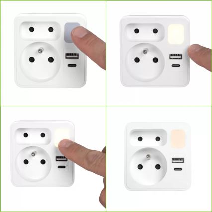 Multipresa 2 prese + USB-C + USB-A con illuminazione LED LED/0,5W/230V 3000K