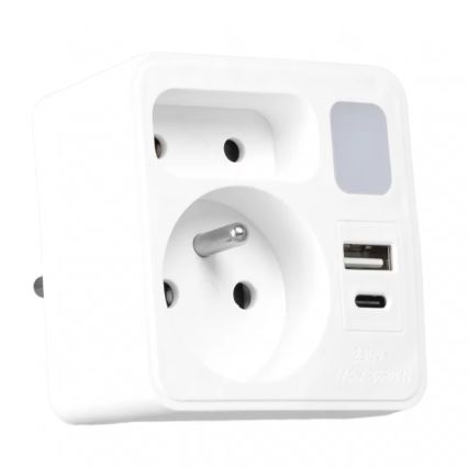 Multipresa 2 prese + USB-C + USB-A con illuminazione LED LED/0,5W/230V 3000K