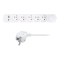 Multipresa 5Z con interruttore e ricarica USB A e C, cavo 3 m