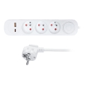 Multipresa con interruttore, 3 prese e porte di ricarica USB-A e USB-C, 5 m