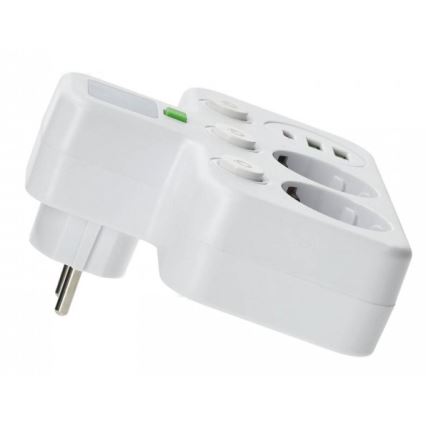 Multipresa con interruttore e illuminazione LED LINEA PRO 2 prese + 3 porte USB A/C SCHUKO 4000 K bianco
