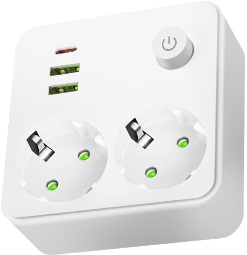 Multipresa con interruttore LINEA 2x230V + 3xUSB A/C SCHUKO bianca