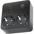 Multipresa con interruttore LINEA 2x230V + 3xUSB A/C SCHUKO nera