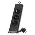 Multipresa con interruttore LINEA PRO 3x230V+3xUSB-A + 1xUSB-C SCHUKO 1,5 m nero