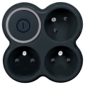 Multipresa nera con interruttore, 3 x 10 A