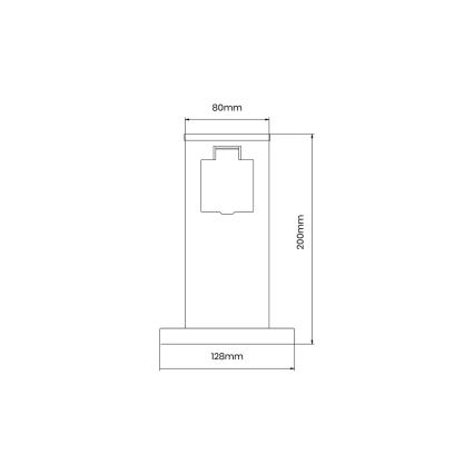 Multipresa verticale da esterno 1Z SCHUKO 230V IP44 20 cm nero