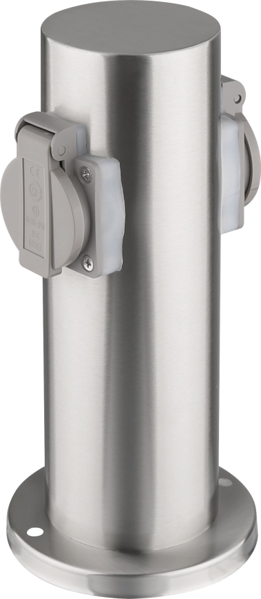 Multipresa verticale da esterno 2Z 230V IP44 cromo opaco arrotondato