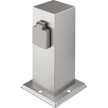 Multipresa verticale da esterno 2Z 230V IP44 cromo opaco quadrato