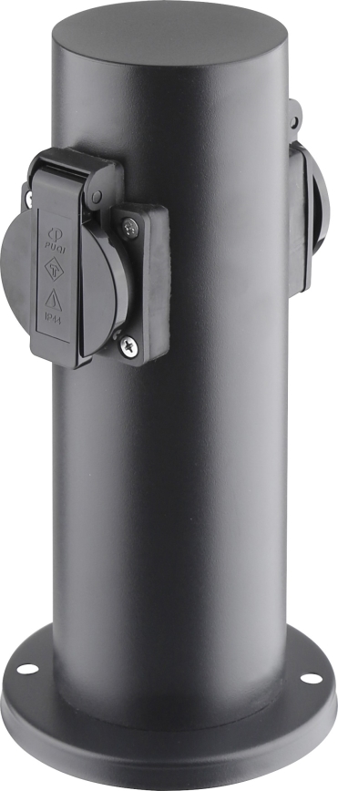 Multipresa verticale da esterno 2Z 230V IP44 nero arrotondato