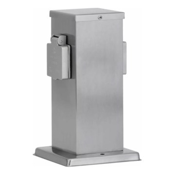 Multipresa verticale da esterno 2Z SCHUKO 230V cromo opaco IP44