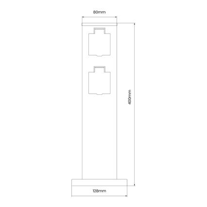 Multipresa verticale da esterno 2Z SCHUKO 230V IP44 40 cm nero