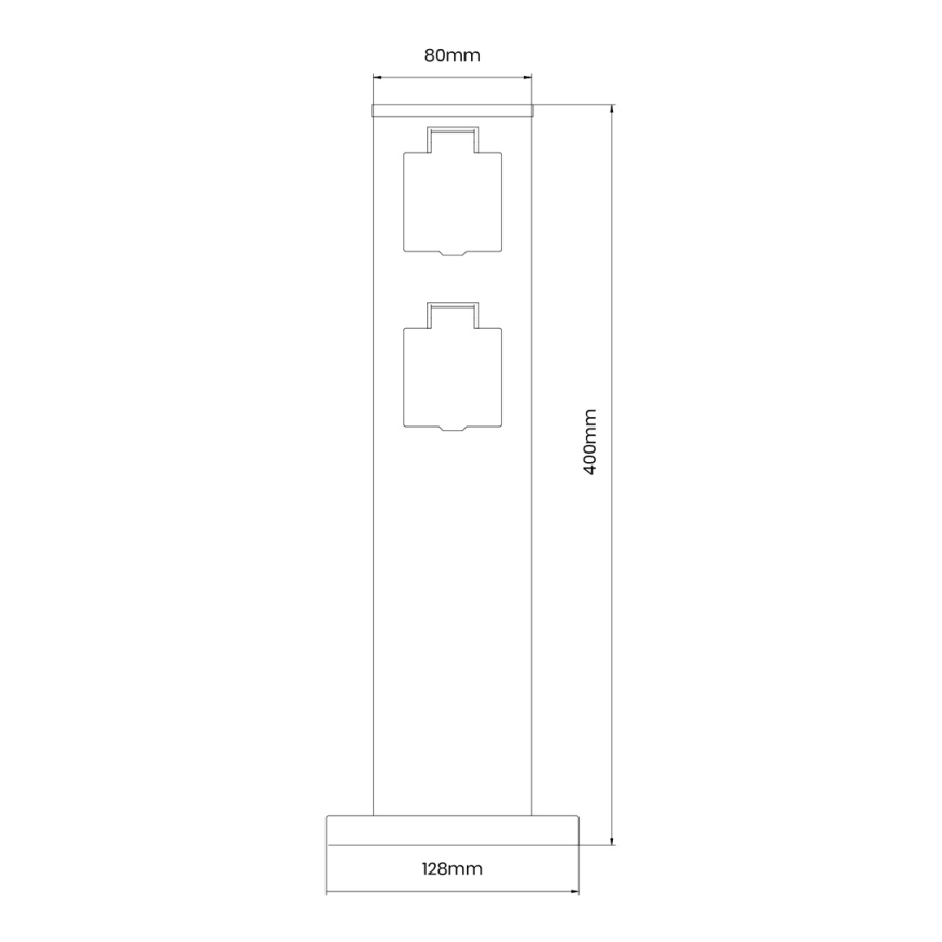 Multipresa verticale da esterno 2Z SCHUKO 230V IP44 40 cm nero