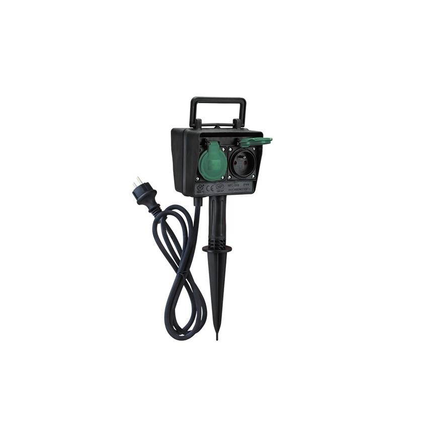 Multipresa verticale da esterno con prese IP44 + timer, cavo di gomma 1,5 m