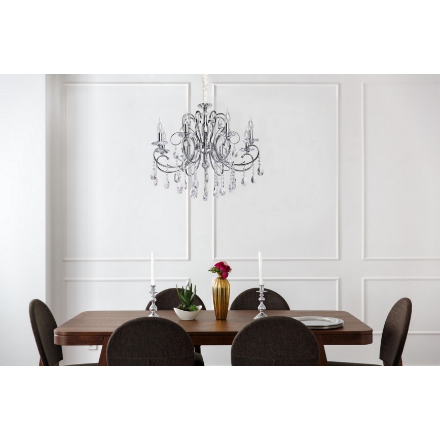 MW-LIGHT - Lampadario di cristallo a sospensione con supporto rigido ADELE 8xE14/40W/230V