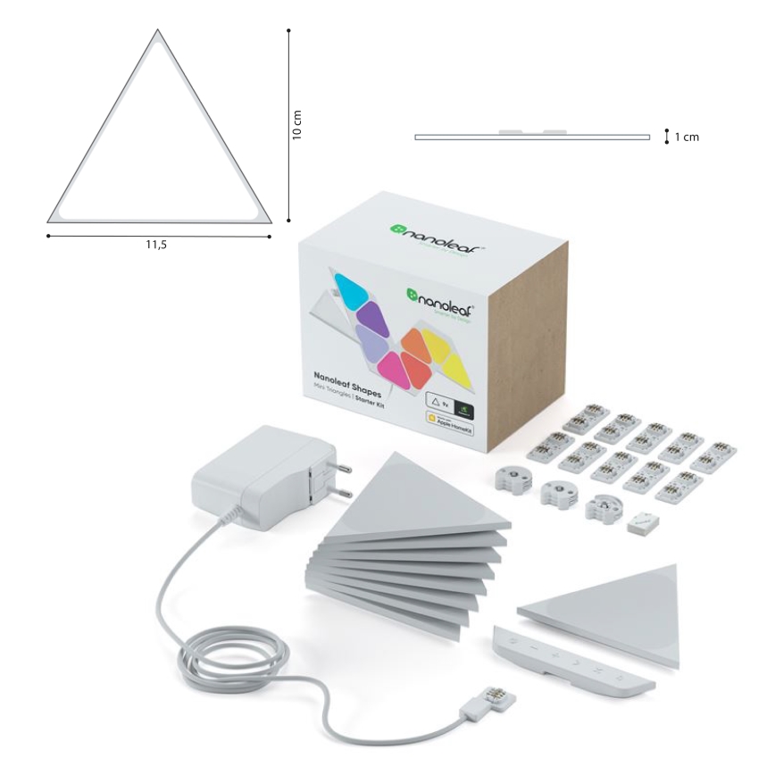 Nanoleaf - SET 9x LED RGBW Pannello dimmerabile TRIANGOLI LED/0,54W/230V 1200-6500K Wi-Fi
