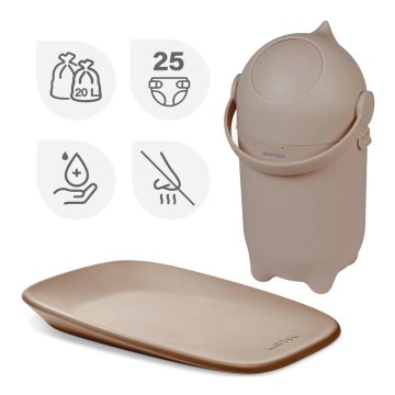 Nattou - Cestino porta pannolini e materassino per il cambio SOFTY 50x70 cm marrone