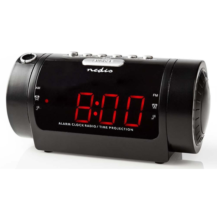 Nedis CLAR005BK - Radiosveglia con display LED e proiettore 230V