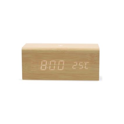 Sveglia digitale con display LED e termometro 5V/1xCR2032 in legno