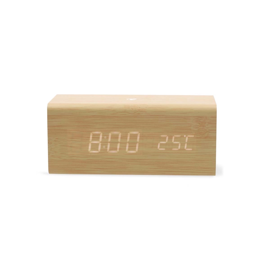 Sveglia digitale con display LED e termometro 5V/1xCR2032 in legno